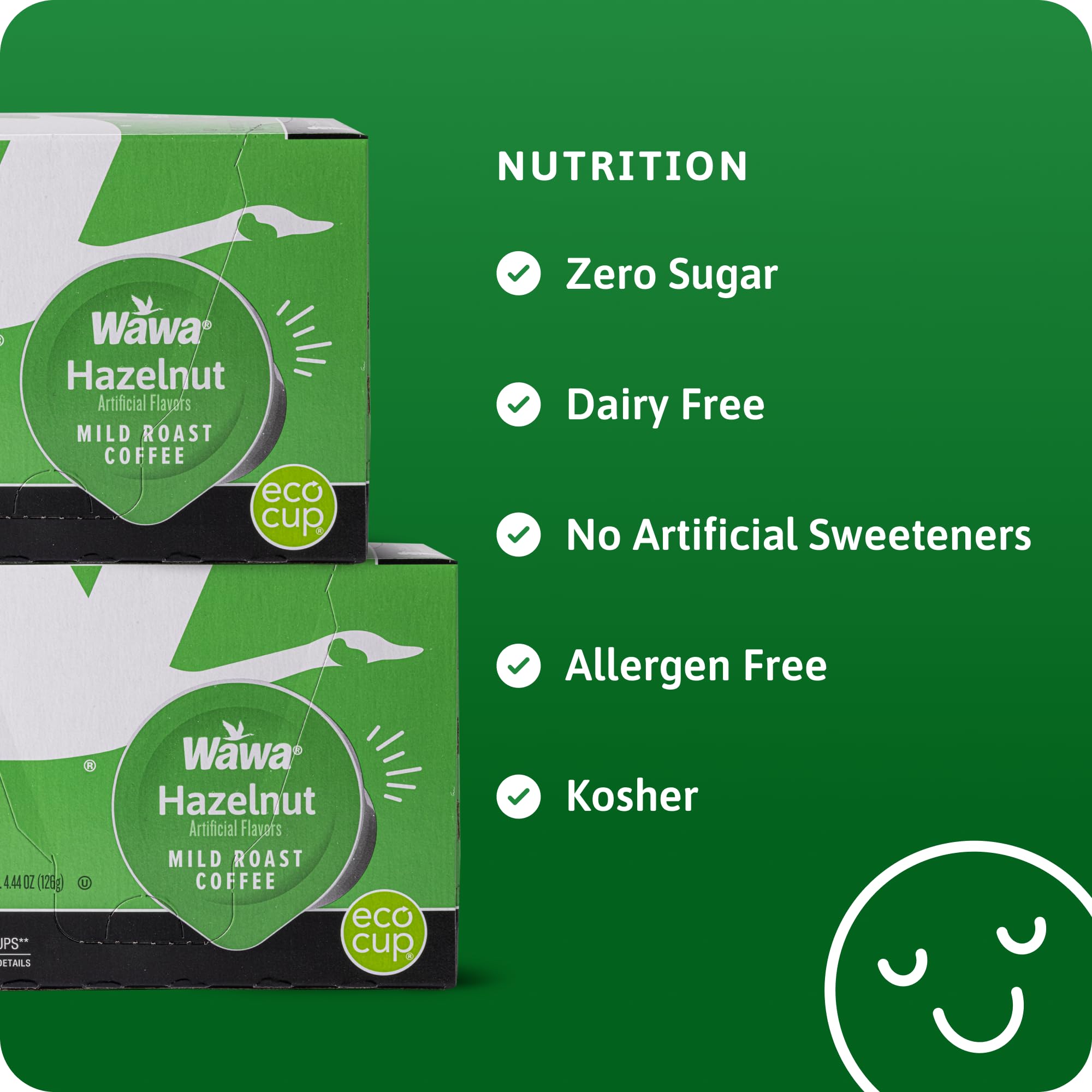 Wawa Mild Roast Single Cup Hazelnut Coffee Pods, 12 Pods, 1 Box, Lightly Roasted, Nutty Smooth Balanced Blend, Single Serve, 100% More Responsibly