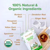 Heaven Blends Organic Holistic Detox Tea - USDA Organic - Spearmint, Dandelion, Burdock, Milk Thistle Seed, Fenugreek & Yellowdock Root - sugar free