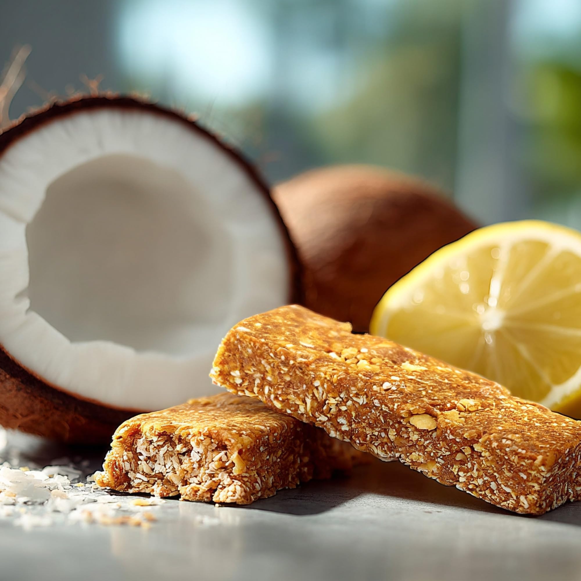 NEOBAR Lemon Coconut Plant-Based Vegan Snack Bars, Gluten Free Dairy Free Snacks, No Added Sugar, No Preservatives, Non-GMO | 12 Count