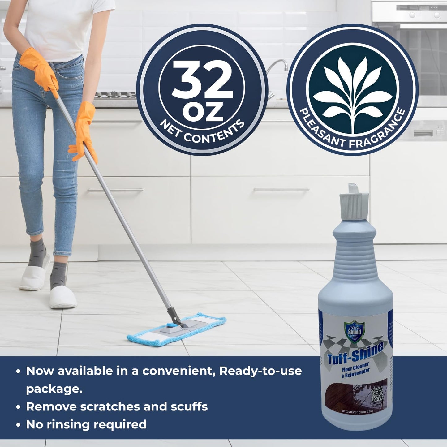 ULTRASHIELD ULTRA SHIELD TUFF-SHINE Clean Enhance and Protects Multi Surface Cleaner Floor Cleaner and Polish | Vinyl Floor Cleaner | Rejuvenate Floor
