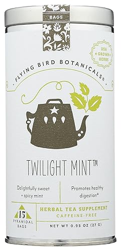 FLYING BIRD BOTANICALS Organic 15 Bag Tin Twilight Mint Tea, 15 CT