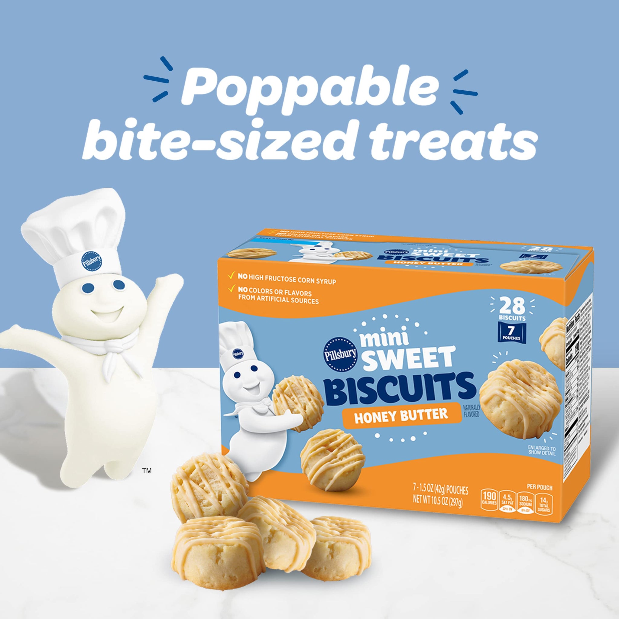 Pillsbury Mini Sweet Biscuits, Honey Butter, 10.5 oz, 7 Count Box