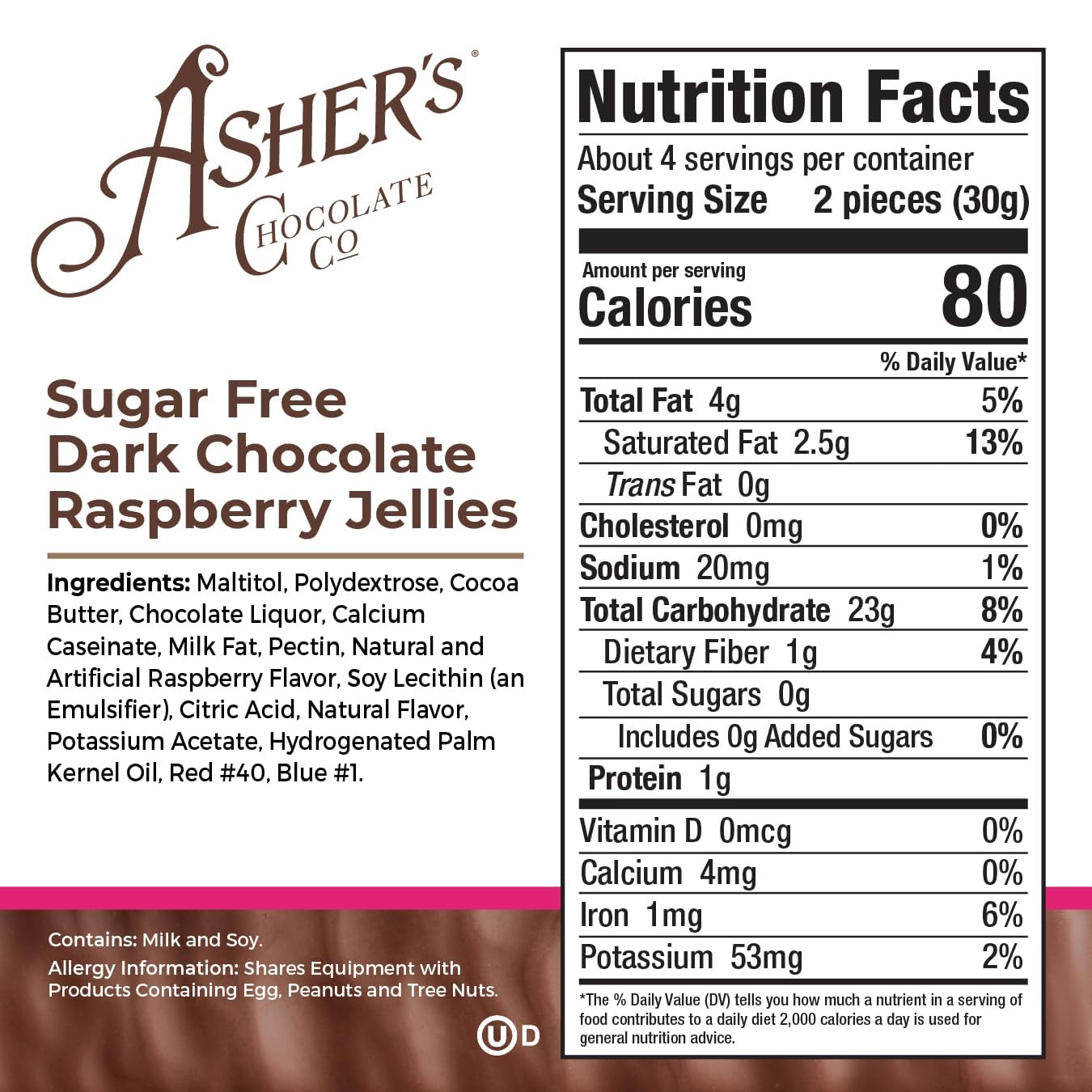Asher's Chocolates, Sugar Free Dark Chocolate Raspberry Jellies, Diabetic Friendly Chocolate, Small Batches of Kosher Chocolate, Family Owned Since