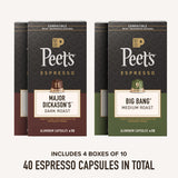 Peet's Coffee, Dark and Medium Roast Signature Blend Espresso Capsules, Compatible with Nespresso Original Machines, 100% Arabica Coffee - Variety