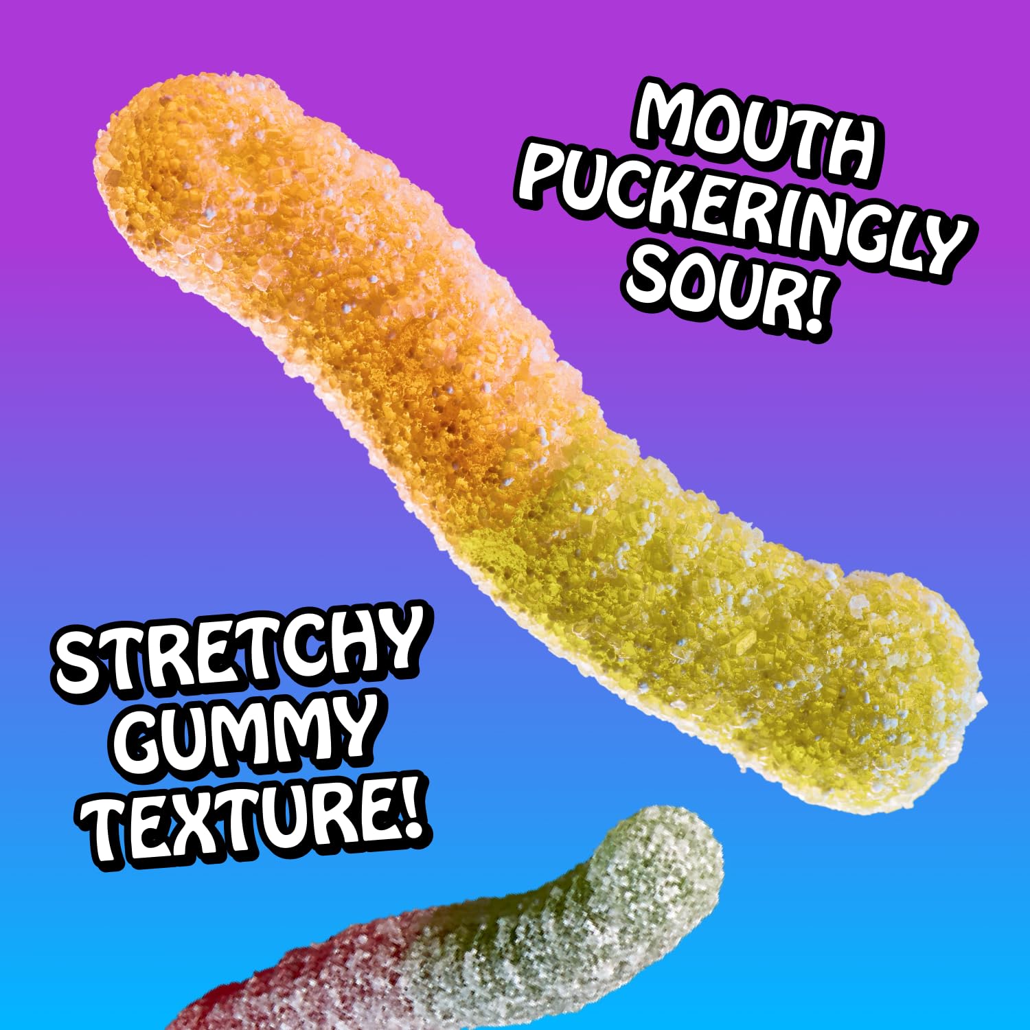 Rotten Sour Gummy Worms - Low Sugar, Low Calorie, 7g Gut-Friendly Prebiotic Fiber and 3g Protein, Gluten Free Candy - 5.3 oz Share Pack
