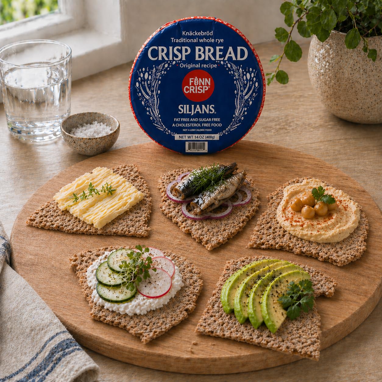 Finn Crisp Siljans Round Rye Crispbread 14oz | Knäckebröd From Finland | Multipack of Authentic Finnish Sourdough Crispbreads | Rye Hardtack | Large