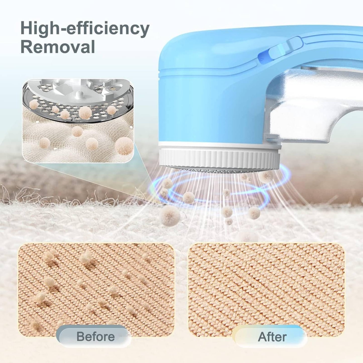 Fabric Shaver, Lint Remover for Clothes, Electric Lint Remover with 3 Replaceable Blades, Removes Fabric Pills, Rechargeable Sweater Defuzzer Pill