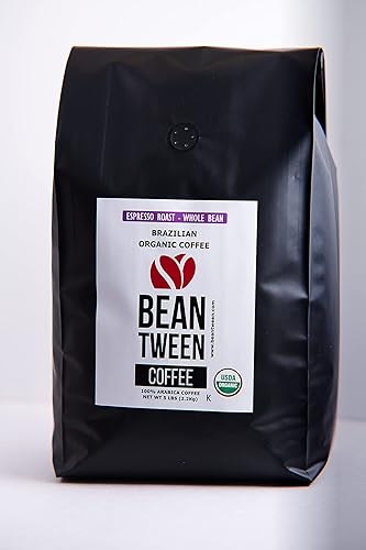 Beantween Coffee - Organic ESPRESSO ROAST WHOLE BEAN, Low Acid, 100% Arabica Coffee, MOLD-FREE, Single Origin, Kosher, Woman-owned, 5 lbs Bag