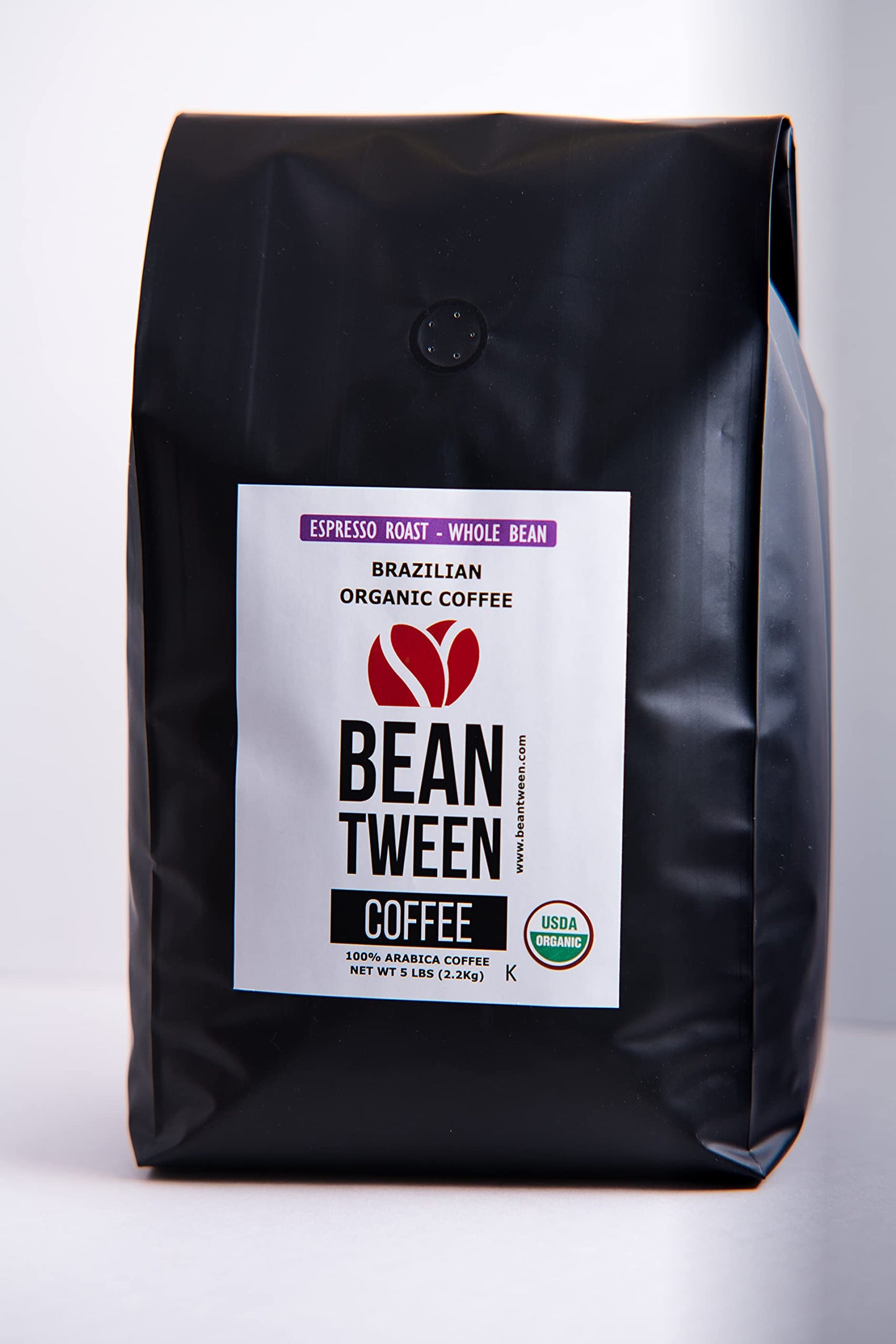 Beantween Coffee - Organic ESPRESSO ROAST WHOLE BEAN, Low Acid, 100% Arabica Coffee, MOLD-FREE, Single Origin, Kosher, Woman-owned, 5 lbs Bag