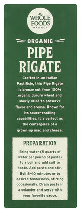 Whole Foods Market, Organic Pipe Rigate, 16 Ounce