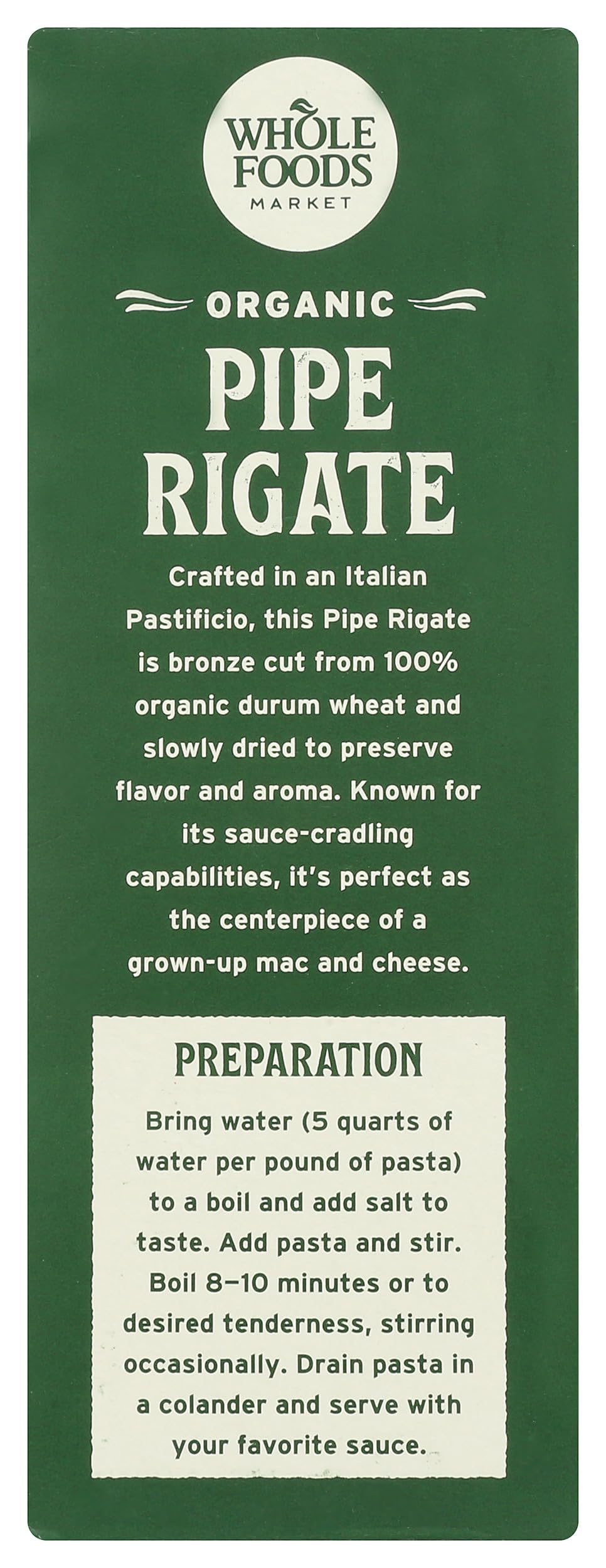 Whole Foods Market, Organic Pipe Rigate, 16 Ounce