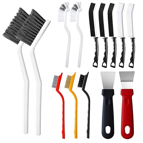 14Pcs Crevice Cleaning Brush Set, V Shape Grout Cleaner Brush for Deep Cleaning Gap, Hard Bristle Scrub Brushes Tools, Cleaning Supplies for Household
