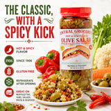 Central Grocery Hot & Spicy Olive Salad 16 oz, Authentic New Orleans Italian Olive Salad, Spicy Muffuletta Sandwich Spread, Olive Vegetable Relish