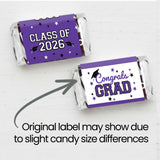 Purple Class of 2026 Graduation Mini Candy Bar Wrappers, 42 Count