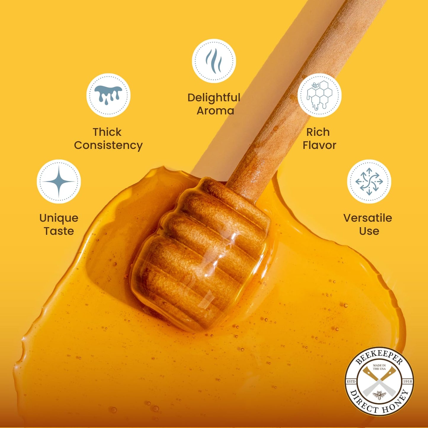 Beekeeper Direct Raw Unfiltered Honey - Real Raw Sweet Clover Honey - All Natural Non-GMO Pure Gourmet Honey - Local Montana Clover Honey (1lbs