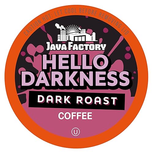 Java Factory Dark Roast Coffee Pods, Hello Darkness, 40 Count - Compatible with Keurig K Cup Brewers, Bold and Intense Coffee Flavor for Coffee