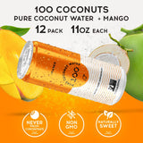 100 Coconuts Mango Pure Coconut-100% Pure Coconut Water - Low Calorie All-Natural Drink with Electrolytes - Naturally Sweet, no preservatives