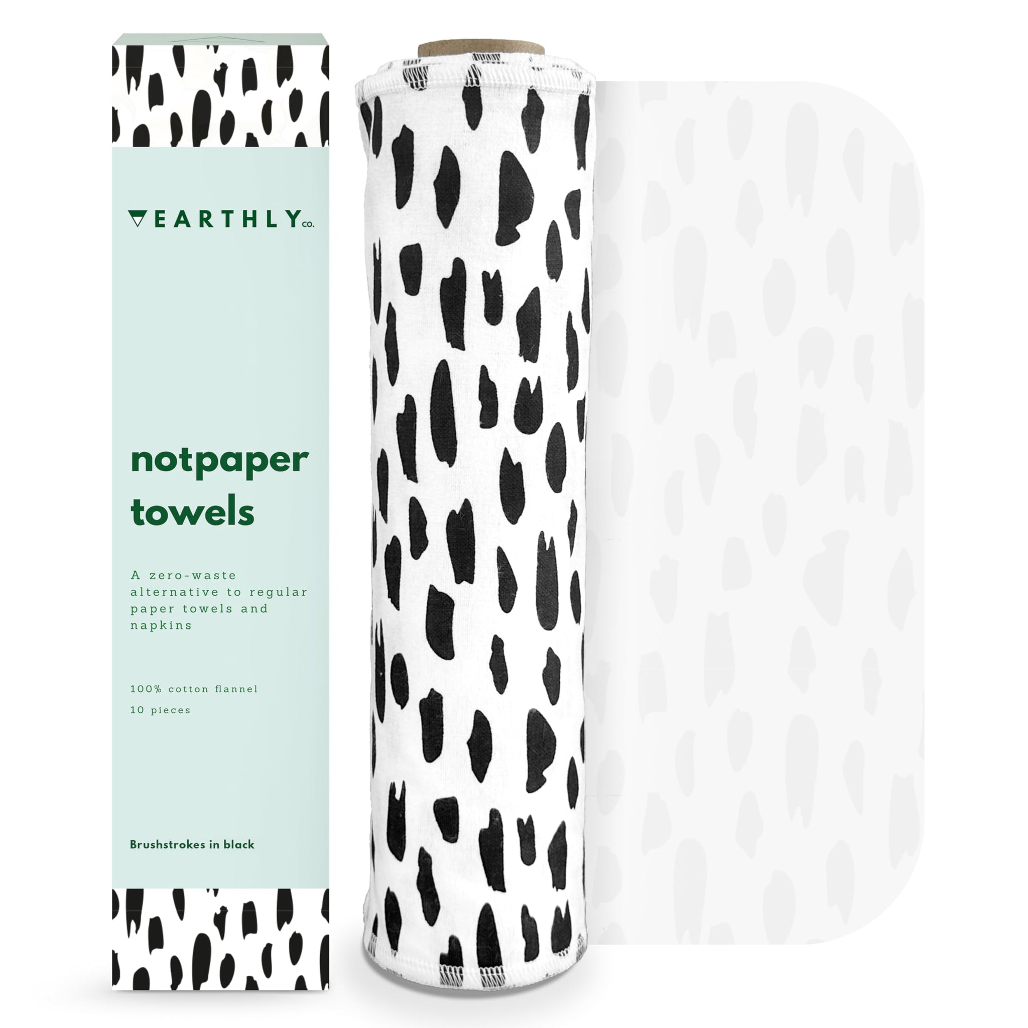 Earthly Co. Reusable Paper Towels - 10 Pack - Roll of Washable Cotton Cloth Paper Towels - Paperless Reusable Napkins Cloth Washable - Absorbent +