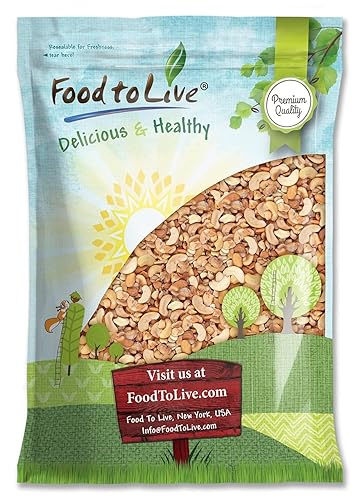 Food to Live - Dry Roasted Cashew Halves and Pieces, 8 Pounds - Unsalted Oven Roasted, No Oil Added, Keto, Kosher. High in Protein, Healthy Fats.