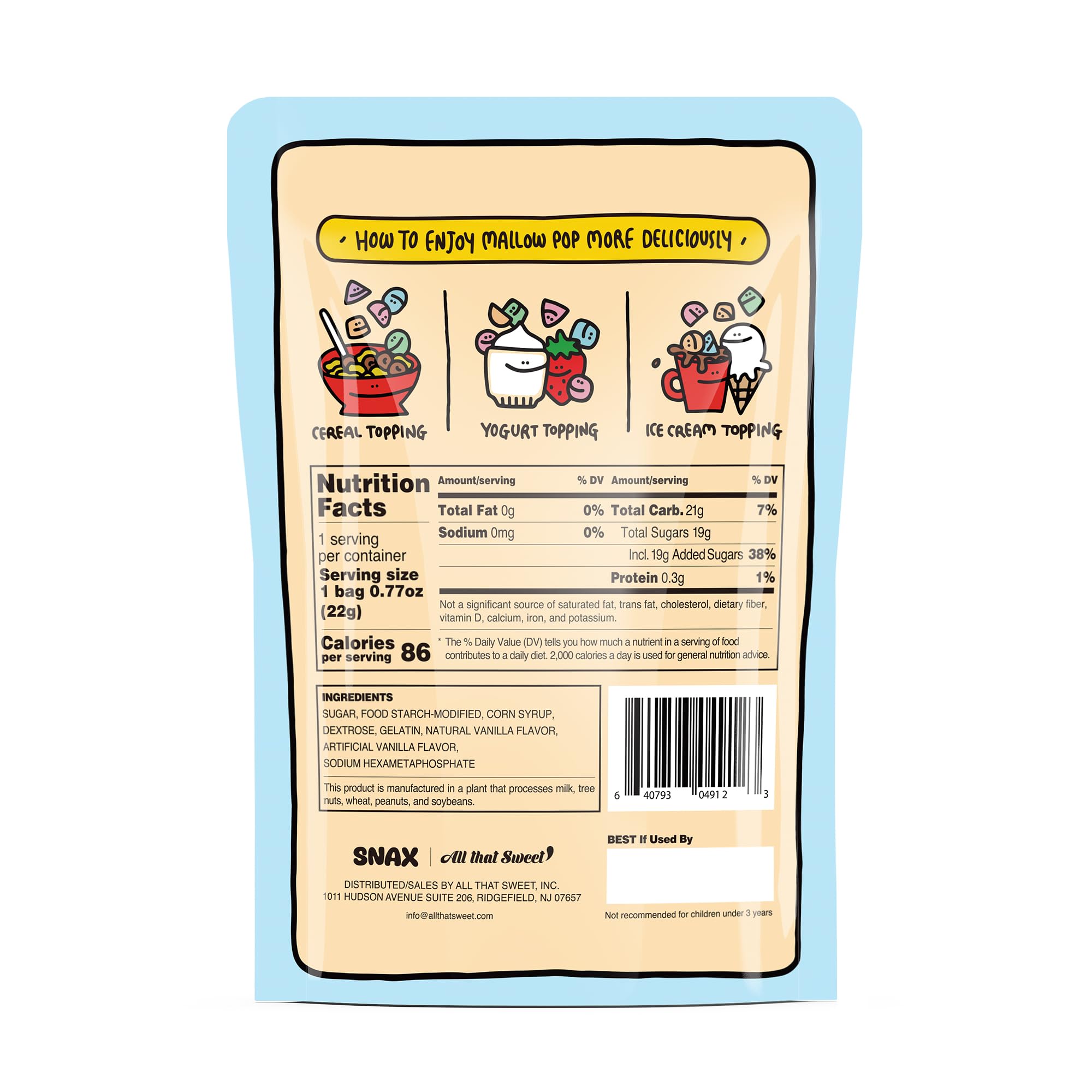 Mallow Pop White 0.77oz 12 packs Dehydrated marshmallows, great for Cereal, Yogurt, and Ice Cream Toppings