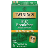 Twinings Tea Breakfast Tea - Irish Decaf - Case of 6-20 Bags