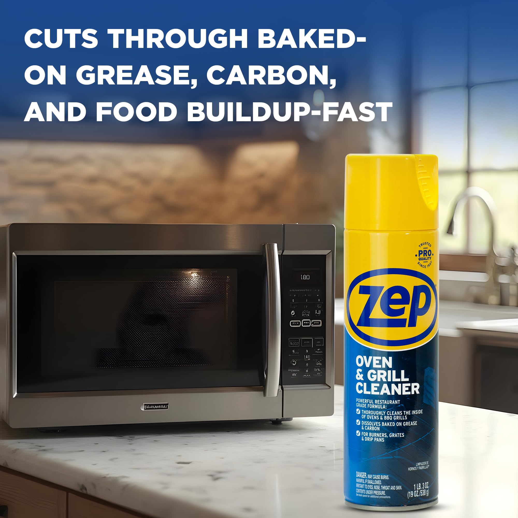 Zep Stainless Steel Cleaner Polish 14 oz (1 unit) & Oven Grill Cleaner 19 oz (1 unit) ECBD004 - Kitchen Cleaning Made Easy for Appliances, Grills