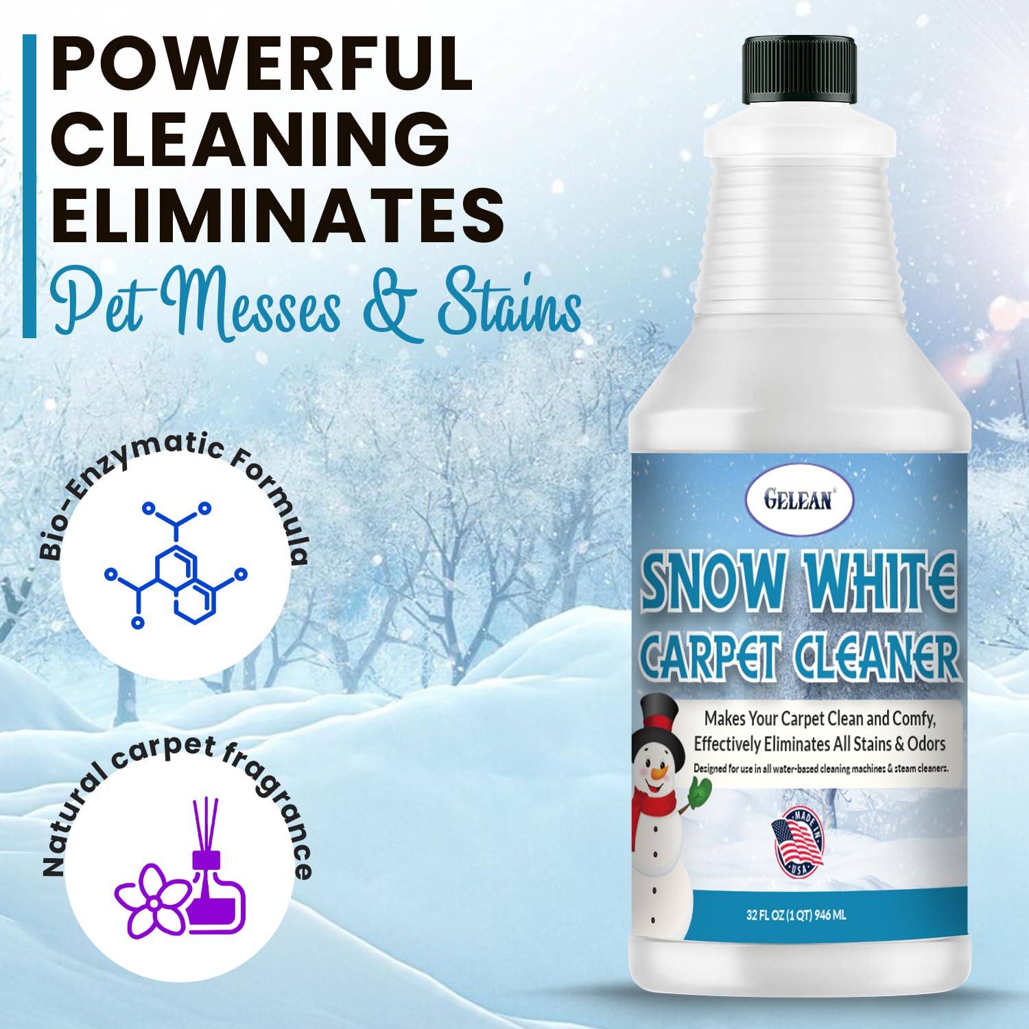 Carpet Cleaner Shampoo - MADE IN USA - Concentrate Carpet Cleaner & Deodorizer - Pet Stain And Odor Remover - Rug Extracting Shampoo, Upholstery