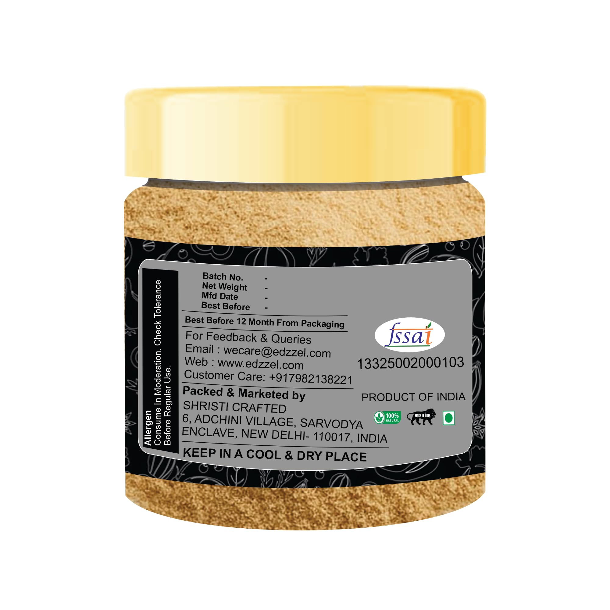 EDZZEL Natural Hing (Asafoetida) 3.52 Oz / 100 Gram (Set Of 1)