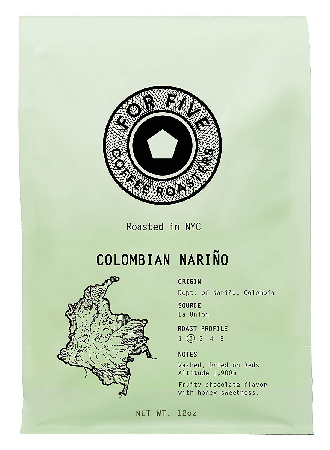 For Five Coffee Roasters - Roasted In NYC - Colombian Nariño Light Roast (Origin: Dept. of Narino, Columbia), Whole Bean 12 oz