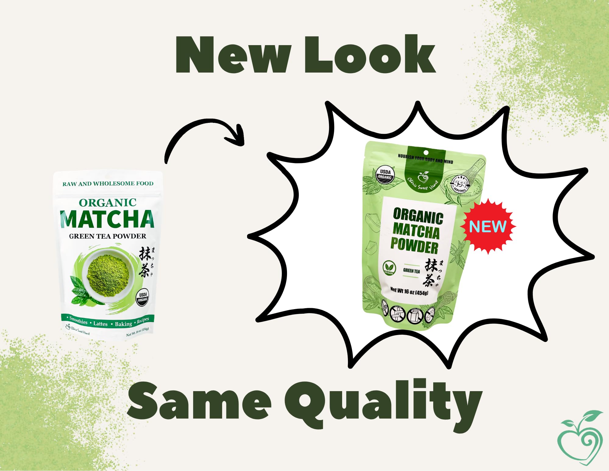 Cherie Sweet Heart Organic Matcha Green Tea Powder - Premium Culinary Grade, Authentic Japanese Origin, Antioxidant-Rich, Gluten-Free, Vegan - Perfect