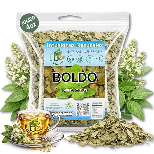Hojas de Boldo (Boldus Dried Leaves) Herbal Tea - 4 oz (113 g) - 100% Natural, Vegan, Non-GMO - Loose Leaf Herbal Tea for Infusion - Traditional