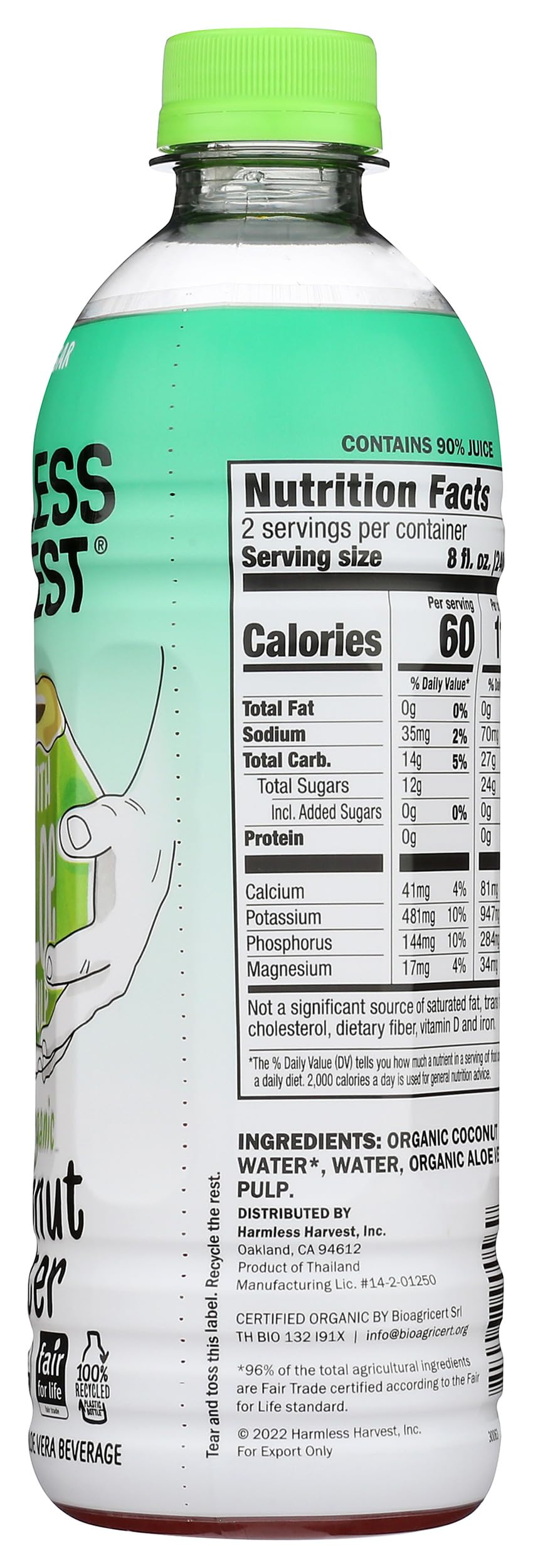 HARMLESS HARVEST Organic Coconut Water with Aloe, 16 FZ