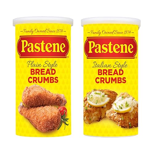Pastene Breadcrumbs Variety Pack - Italian Seasoned & Plain Breadcrumbs for Breading, Baking, Meatballs & Everyday Cooking (Pack of 2, Variety)