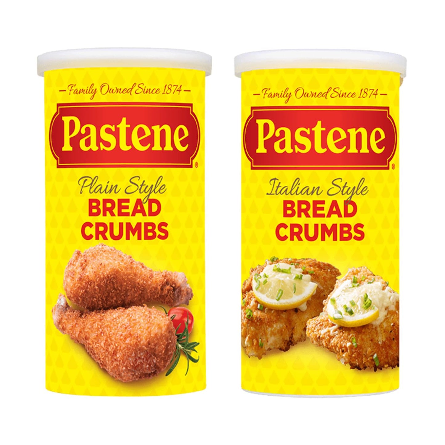Pastene Breadcrumbs Variety Pack - Italian Seasoned & Plain Breadcrumbs for Breading, Baking, Meatballs & Everyday Cooking (Pack of 2, Variety)
