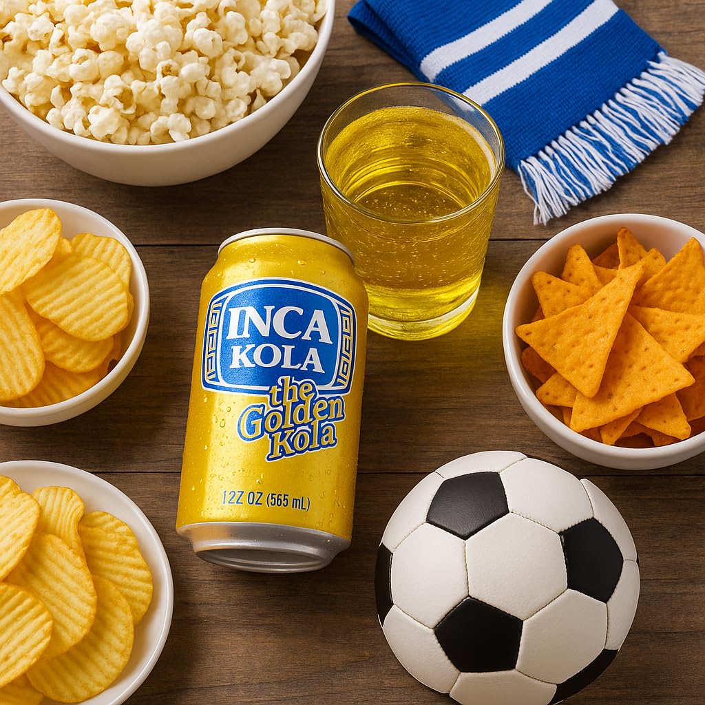 "Inca Kola The Golden Kola - 12 fl oz Cans (Pack of 12) - La Kola Dorada - Peruvian Golden Soda - Carbonated Soft Drink with Unique Sweet Flavor
