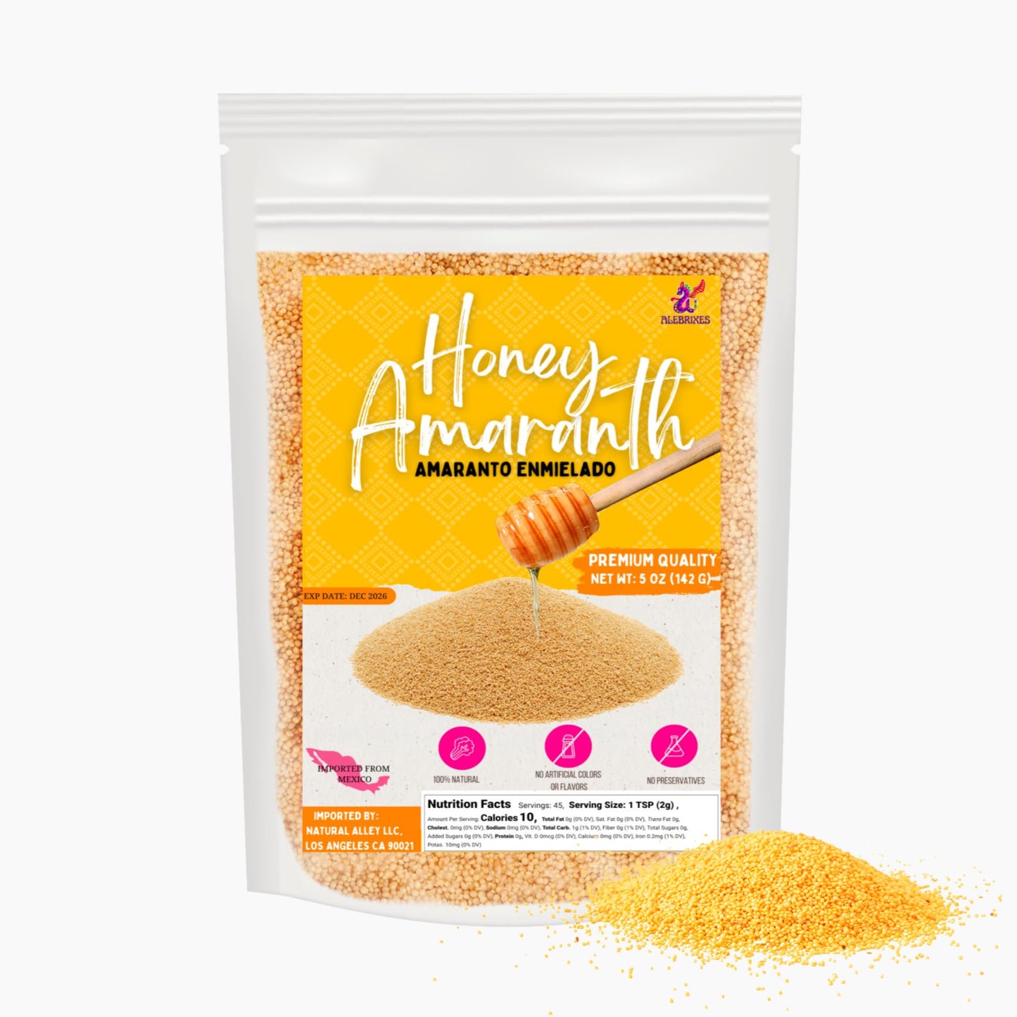 Alebrixes - Honey Amaranth Grain (4 Oz - 110 g) | Amaranto Enmielado - Amaranto con miel | Premium Quality Natural Honey-Infused Amaranth - Calidad
