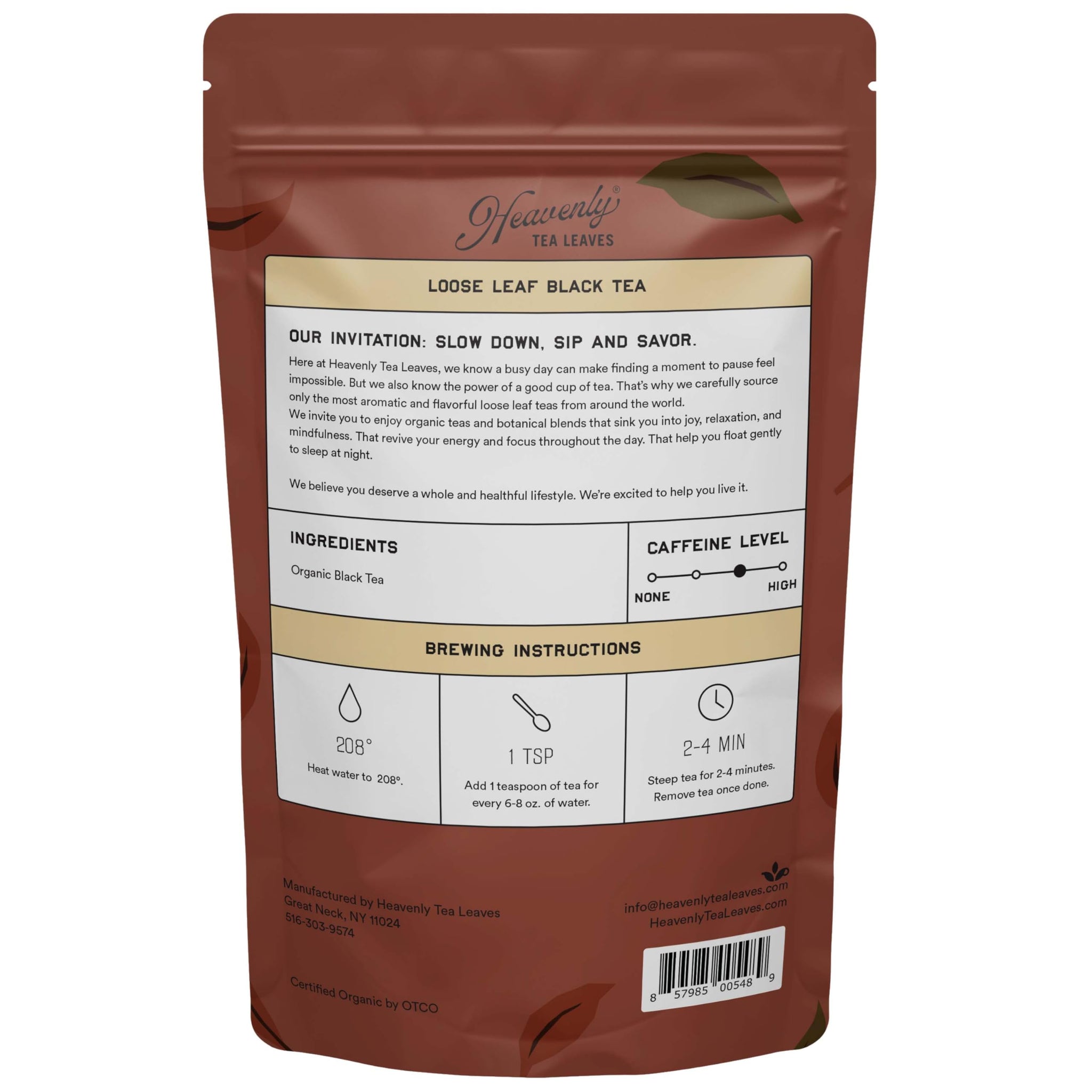 Heavenly Tea Leaves Organic English Breakfast, Bulk Loose Leaf Black Tea, 1 Lb. (Approx. 200 Cups) - Strong, Full Bodied, Brisk, Great For Hot Or Iced