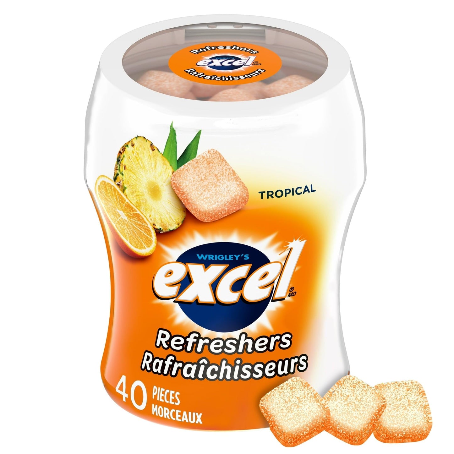 Excel Sugar-Free Gum, Refreshers tropical Flavored, 40pc/6 ct