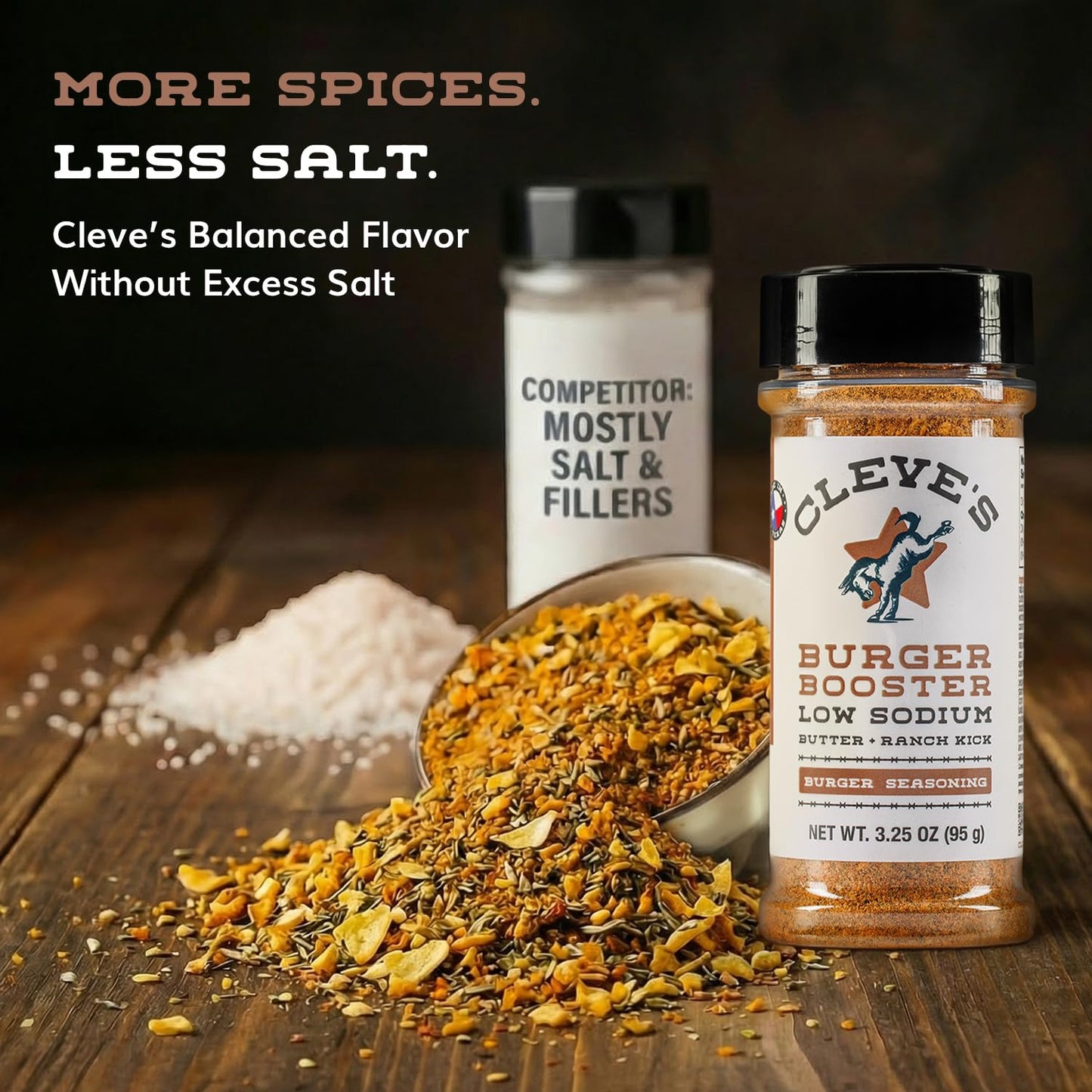 Cleve's Gourmet Burger Booster Butter Ranch Kick, Beef, Bison and Beyond Burger Seasoning for Grilling & Cooking, 3.25 oz