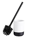 Bath Bliss Monochrome Toilet Brush | Bathroom Cleaning | Rust Resistant | 360 Degree Bristle Brush | White & Black