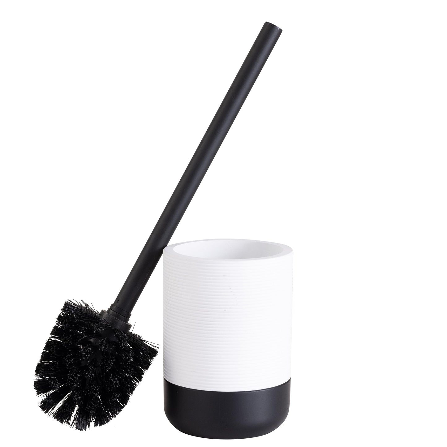 Bath Bliss Monochrome Toilet Brush | Bathroom Cleaning | Rust Resistant | 360 Degree Bristle Brush | White & Black