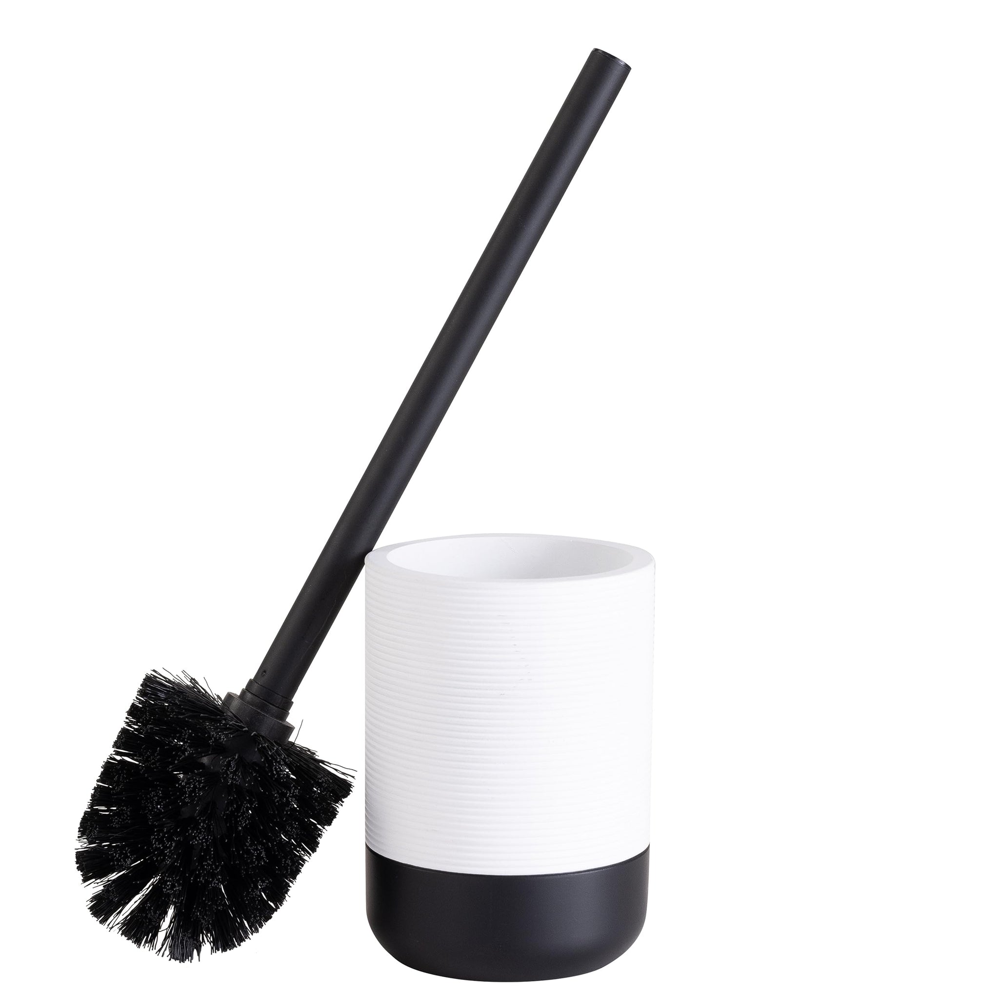 Bath Bliss Monochrome Toilet Brush | Bathroom Cleaning | Rust Resistant | 360 Degree Bristle Brush | White & Black