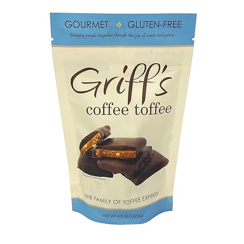Griff's English Dark Chocolate Toffee, Individual Wrapped Squares, Gluten Free and Family Owned (4.5 Ounce, Coffee Toffee)