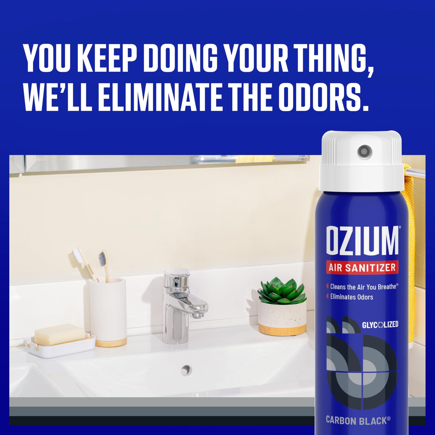 Ozium 3.5 Oz. Air Sanitizer & Odor Eliminator for Homes, Cars, Offices and More, Carbon Black Scent, 2 Pack
