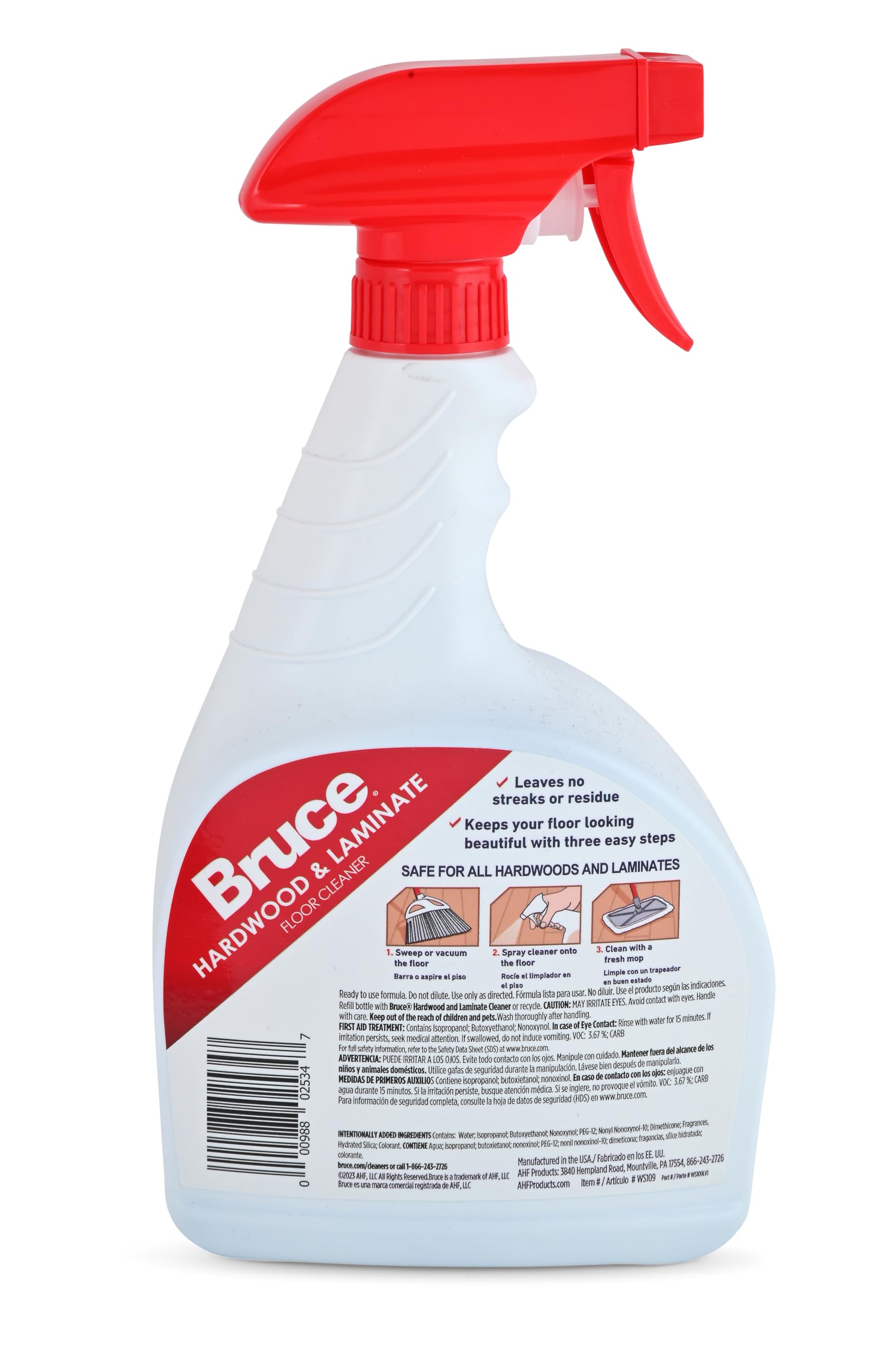 Stock Your Home Bruce Hardwood and Laminate Floor Cleaner (2 Pack) Residue Free Floor Cleaner for Mopping, Two 32 oz Spray Bottles Microfiber Cleaning