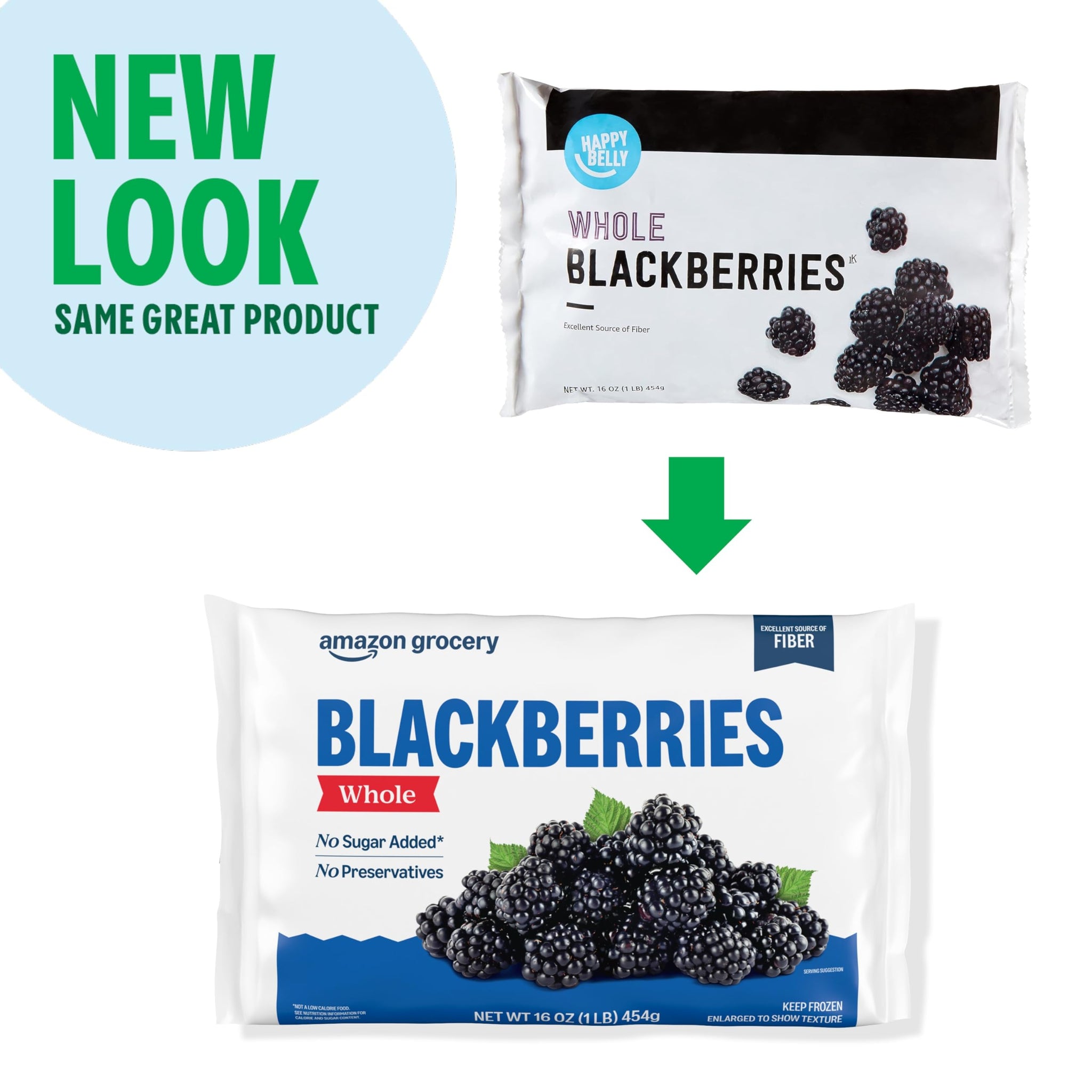 Amazon Grocery, Whole Blackberries, 16 Oz, Frozen (Previously Happy Belly, Packaging May Vary)