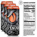 Venom Energy Drink, Fruit Punch, 0 Fat, 160mg Caffeine, 16 Fl Oz (Pack of 12) By LastFuel.