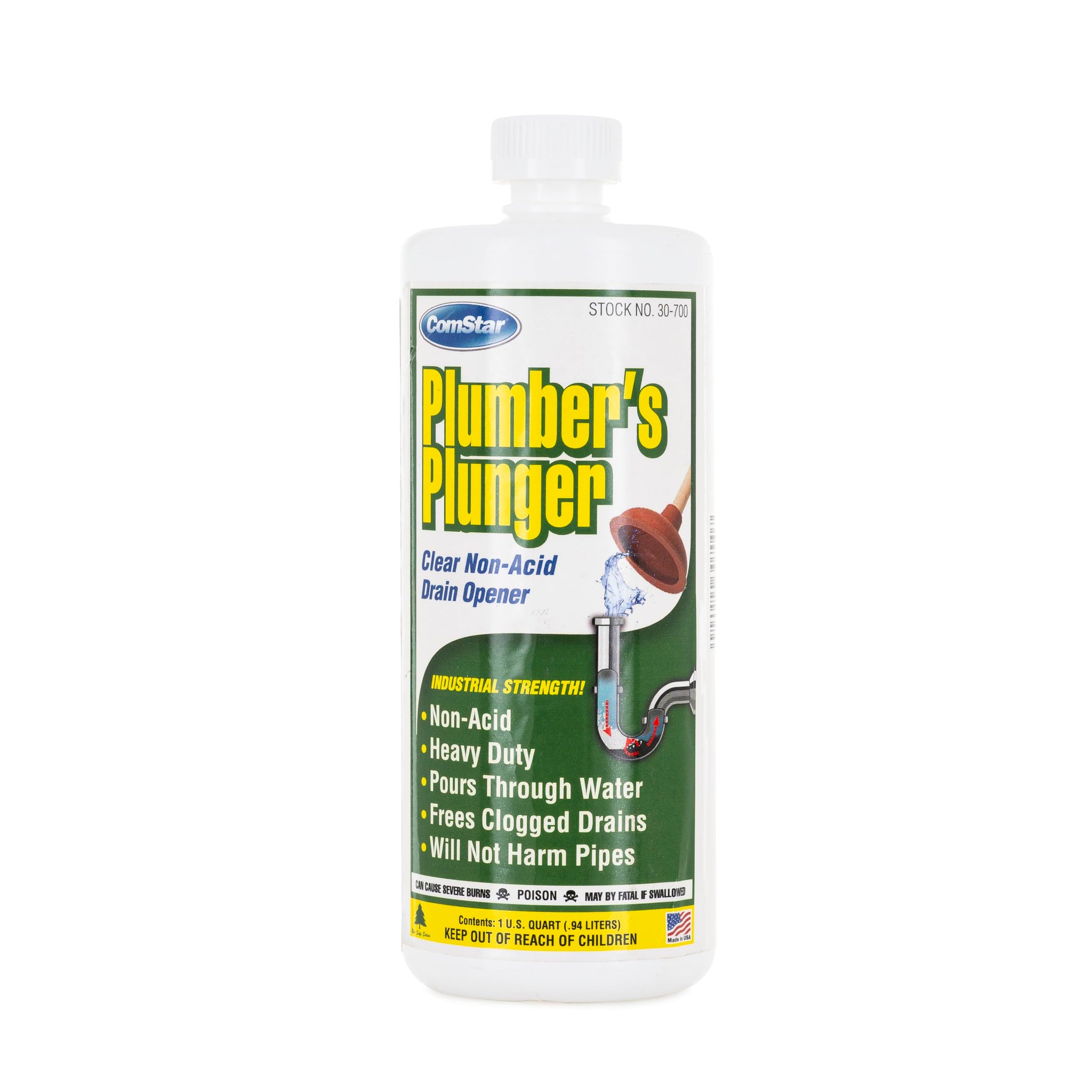 ComStar Plumber’s Plunger, 1 Quart, Liquid Drain Opener, Frees Clogged Drains Fast, Dissolves Hair Grease Soap & Organic Matter, Safe For Pipes