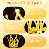 15Pcs Crown Cake Topper, Gold Silver Mini Crowns, Small Crystal Pearl Cupcake Toppers for Flower Arrangements Cupcake Baby Shower Birthday Party