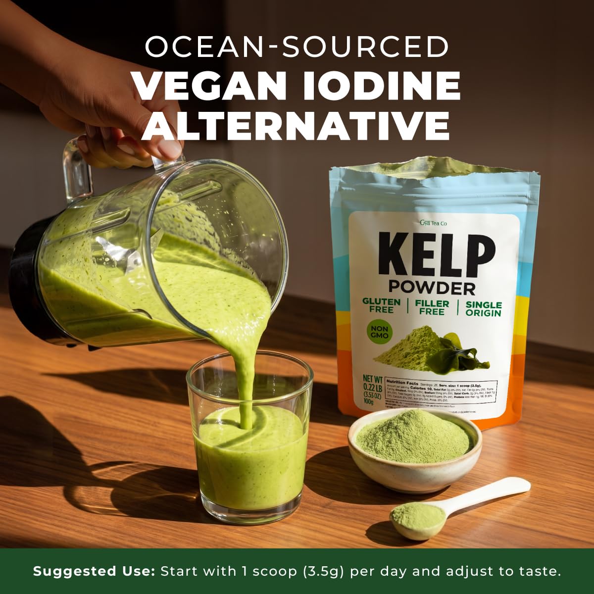 Kelp Powder 0.22 LB (28 Servings) - Pure Dried Superfood, Easy Mix, Sugar Free - Antioxidant Rich for Smoothies, Baking & Drinks - Non-GMO Gluten-Free